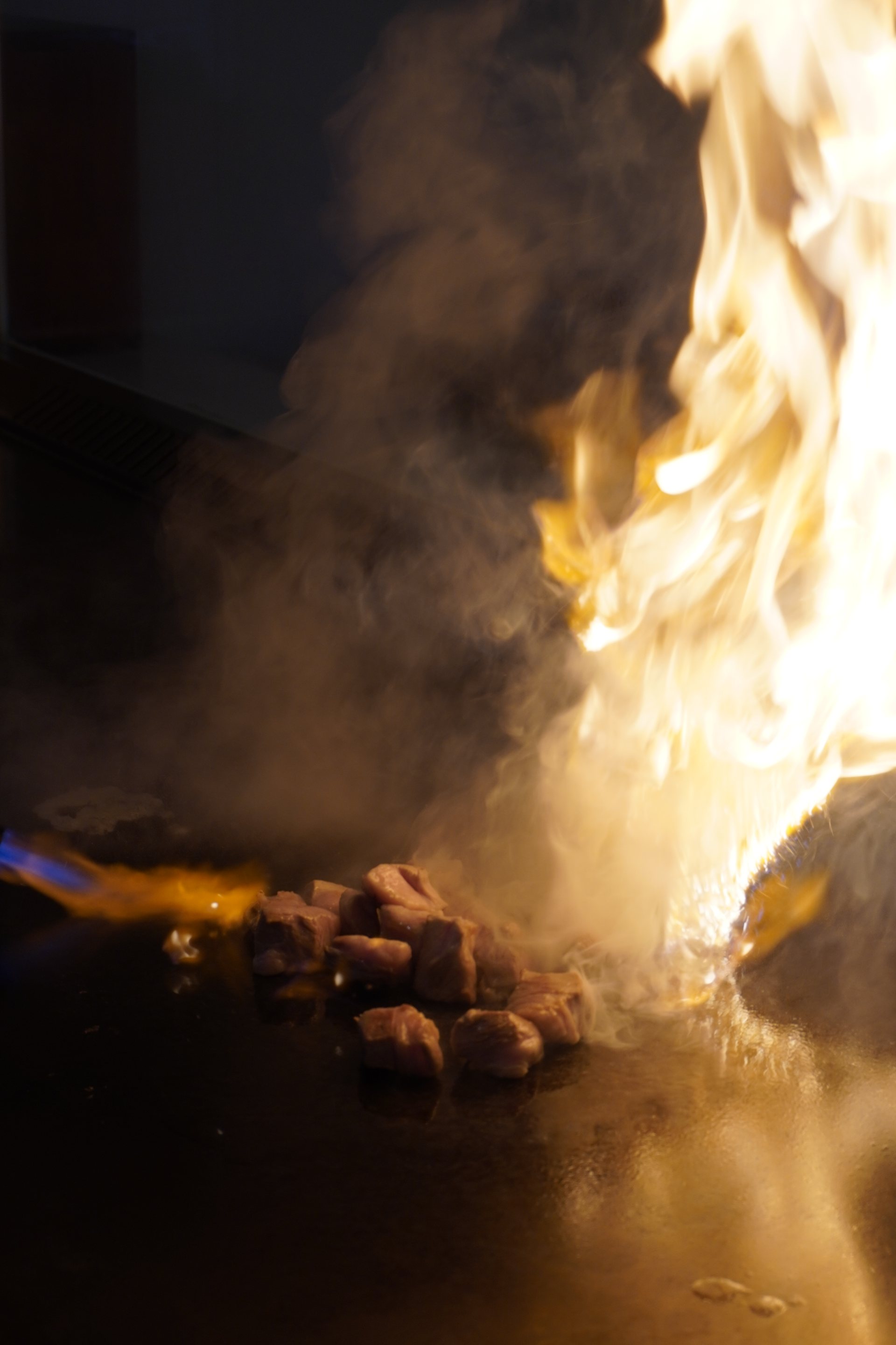 Korean beef seared on the live teppan at MIZI, Hongdae
